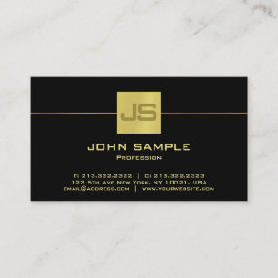 Monogram Modern Professioneel Elegant Zwart Goud Visitekaartje