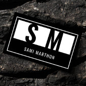 Monogram Modern Professioneel Zwart-wit Visitekaartje