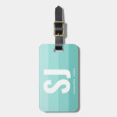 Monogram Modern Rainbow Blauwgroen Blauwe Strepen Bagagelabel (Voorkant verticaal)