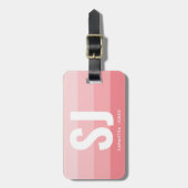 Monogram Modern Rainbow Blush Roze Streep Initiale Bagagelabel (Voorkant verticaal)