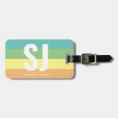 Monogram Modern Rainbow Bold Stripes Initialen Bagagelabel (Voorkant horizontaal)