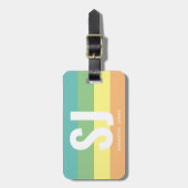 Monogram Modern Rainbow Bold Stripes Initialen Bagagelabel (Voorkant verticaal)