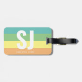 Monogram Modern Rainbow Bold Stripes Initialen Bagagelabel (Achterkant horizontaal)