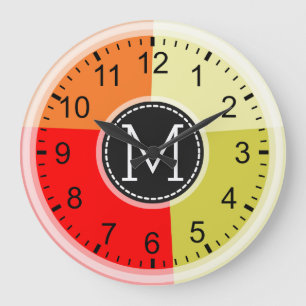 Monogram Modern Retro Colors Geometric #3 Grote Klok
