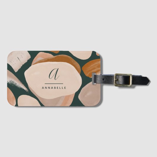 Monogram modern roestgroen abstract stijlvol chic bagagelabel (Voorkant (horizontaal))