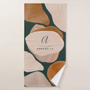 Monogram modern roestgroen abstract stijlvol desig badhanddoek