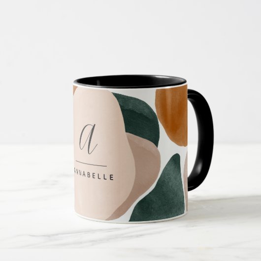 Monogram modern roestgroen abstract stijlvol mok (Voorkant rechts)