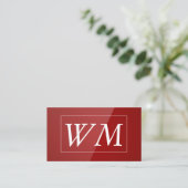 Monogram | Modern rood gloss Visitekaartje (Staand voorkant)