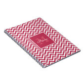 Monogram modern Rood Magenta Chevron Pattern Notitieboek (Rechterzijde)