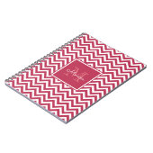 Monogram modern Rood Magenta Chevron Pattern Notitieboek (Linkerzijde)