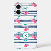 Monogram Modern Roze Kersen Preppy Meisjesachtig Case-Mate iPhone Case (Achterkant)