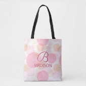 Monogram Modern Roze Meisjesachtige Glitter Persoo Draagtas (Voorkant)