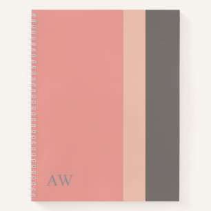 Monogram Modern Roze, Rose Zand & Grijs  Notitieboek