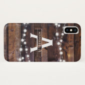 Monogram Modern Rustiek Hout String Lights Land Case-Mate iPhone Case (Achterkant (horizontaal))