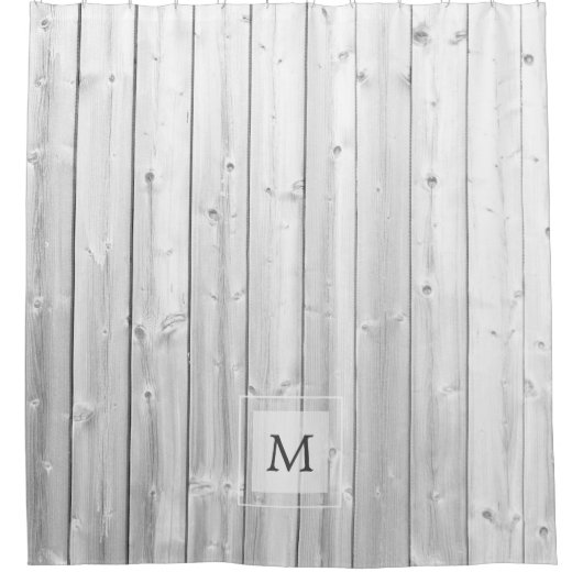Monogram modern rustig driftwood shiplap patroon douchegordijn (Voorkant)