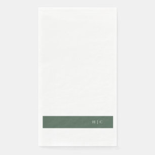 Monogram Modern Sage Moss Plain Simple Wedding Servet