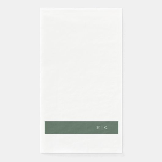 Monogram Modern Sage Moss Plain Simple Wedding Servet (Voorkant)