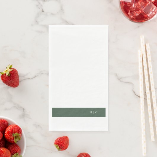 Monogram Modern Sage Moss Plain Simple Wedding Servet (Insitu)
