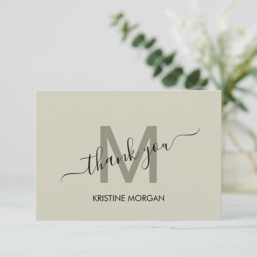 Monogram modern script bedankt je creditcard (Staand voorkant)