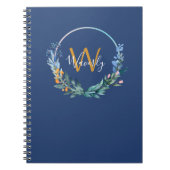 Monogram modern Script Blue Notitieboek (Voorkant)