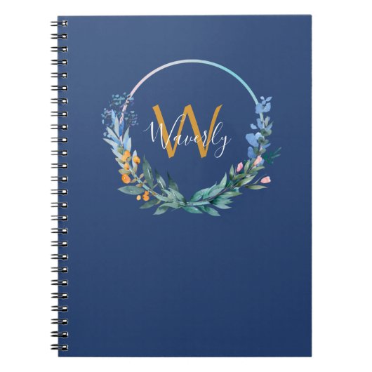 Monogram modern Script Blue Notitieboek (Voorkant)