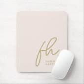 Monogram Modern Script Blush Pink Gold Initialen Muismat (Met muis)