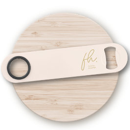 Monogram Modern Script Girly Feminine Blush Gold Speed Flessenopener