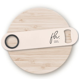 Monogram Modern Script Girly Vrouwelijk Blush Roze Speed Flessenopener