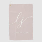Monogram Modern Script Naam Elegant Vrouwelijk Roz Golfhanddoek (Voorkant)