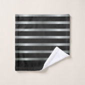 Monogram Modern Silver Stripes op zwart Bad Handdoek (Wasdoekje)