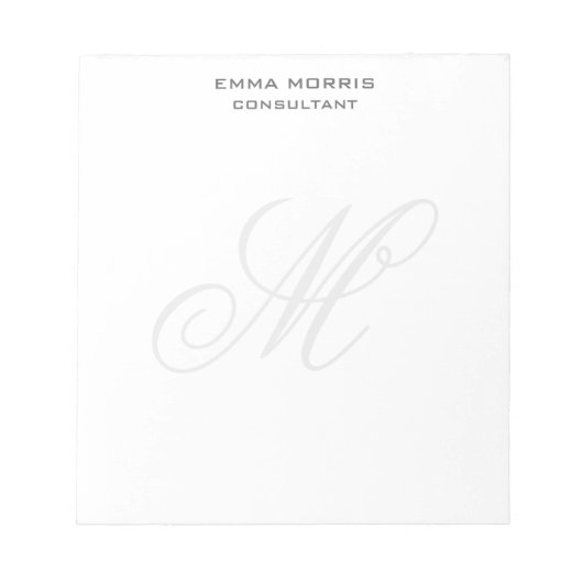 Monogram Modern Simple Minimalist Plain Notitieblok (Voorkant)