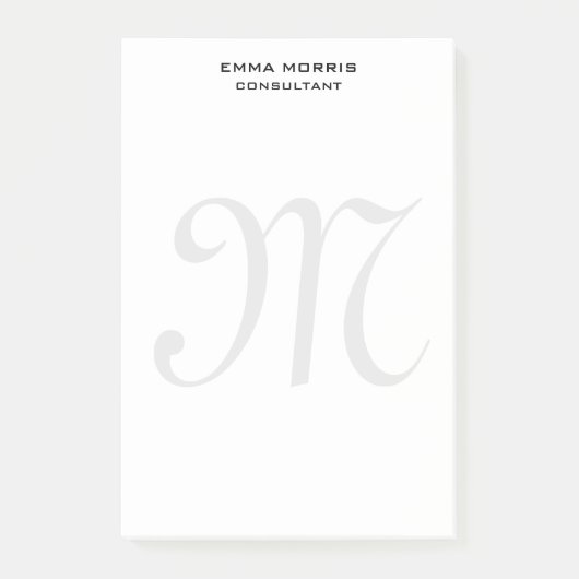 Monogram Modern Simple Minimalist Plain Post-it® Notes (Voorkant)