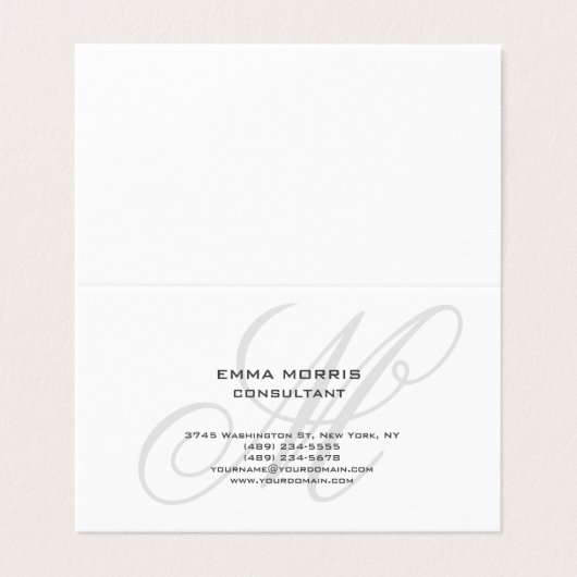 Monogram Modern Simple Minimalist Plain Visitekaartjes (Buitenkant ongevouwen)