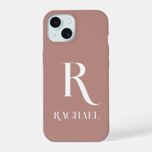 Monogram Modern Stijl Beige iPhone 15 Hoesje