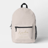 Monogram Modern Stijlvol Blush Pink Gold Script Bedrukte Rugzak (Voorkant)