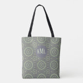 Monogram Modern Stijlvol Groen en Grijs Draagtas (Achterkant)