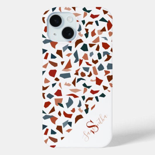 Monogram Modern Terrazzo Mozaïekpatroon Case-Mate iPhone Case (Achterkant)