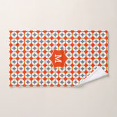 Monogram Modern Trendy Geometric Oranje Grey Bad Handdoek (Handdoek)