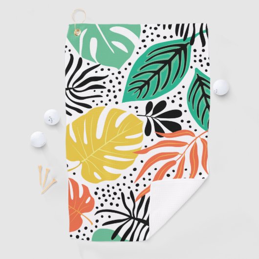 Monogram modern tropisch palmpatroon golfhanddoek (Insitu)