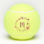 Monogram Modern Waterverf Floral Tennisballen (Achterkant)