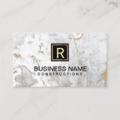 Monogram Modern White Marble Visitekaartje (Voorkant)