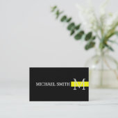 Monogram Modern Yellow Professional Black Visitekaartje (Staand voorkant)