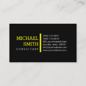 Monogram Modern Yellow Professional Black Visitekaartje (Achterkant)