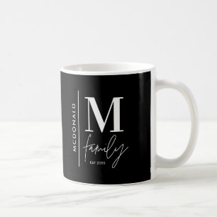 Monogram modern zwart gepersonaliseerde fotofamili koffiemok