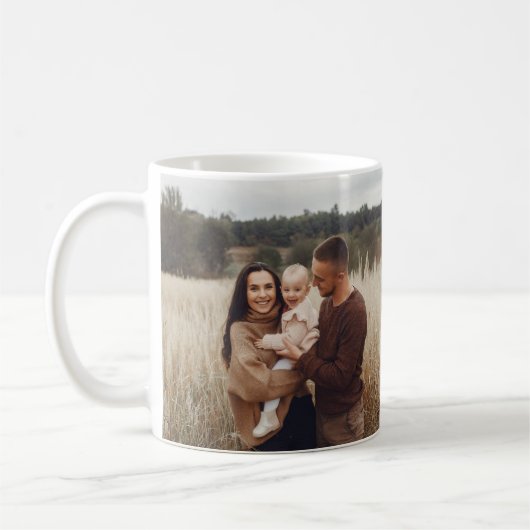 Monogram modern zwart gepersonaliseerde fotofamili koffiemok (Links)