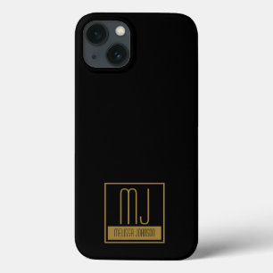 Monogram modern zwart-goudInitiaal iPhone 13 Hoesje