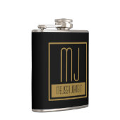 Monogram modern zwart-goudInitiaal Heupfles (Rechts)