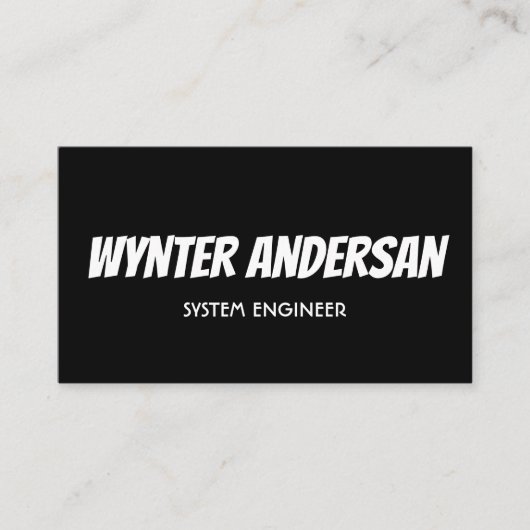 Monogram Modern Zwart Minimale Aangepaste Naam Visitekaartje (Voorkant)