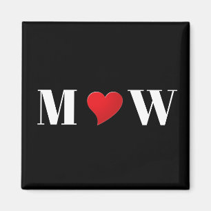 Monogram modern zwart rood hart magneet