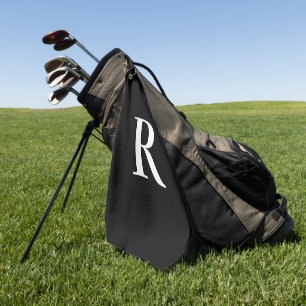 Monogram modern zwart-wit golfhanddoek
